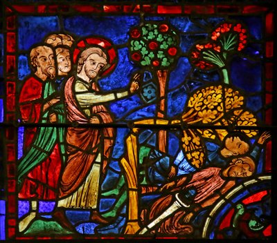 St. Martin Causes a Tree to Fall on the Heathens Who Were Worshipping the Tree, Scene from the Life of St. Martin, Chartres Cathedral by French School